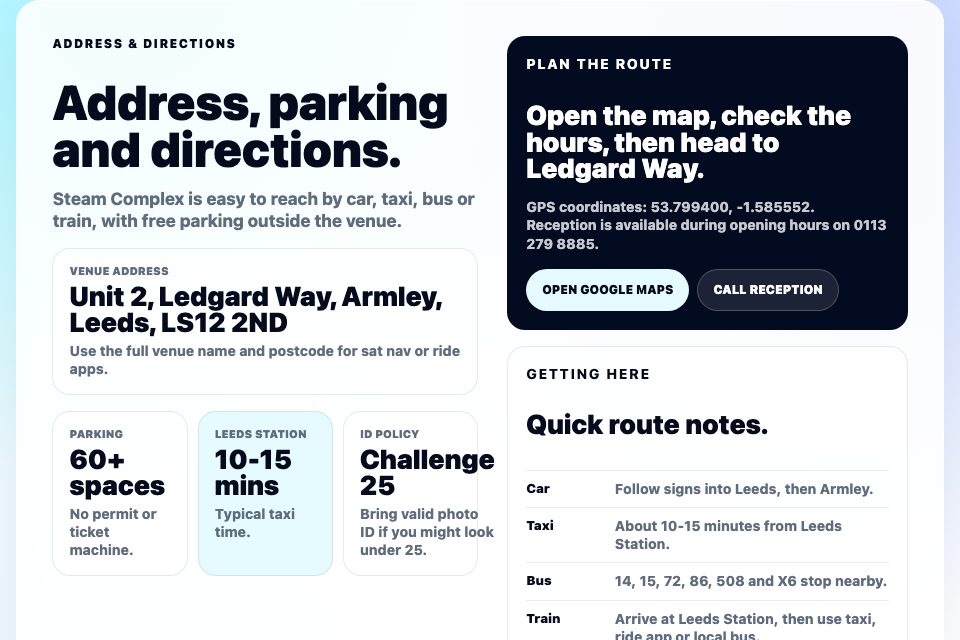 Address and directions section preview